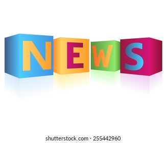 illustration the word news in colorful cubes