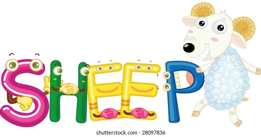 an illustration of the word sheet with a sheep