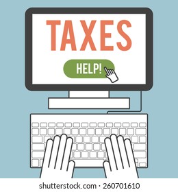 Illustration of the word  taxes on computer screen 
