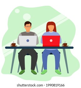 Illustration of work activities using a laptop, vector design illustration 17