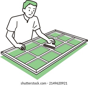 Es una ilustración del trabajo de cambiar el bran.