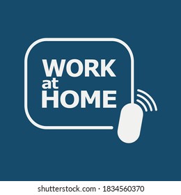 Illustration of work at home concept, computer mouse with wireless connection icon