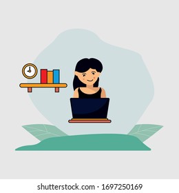 Illustration der Arbeit an der Vektorillustration zu Hause