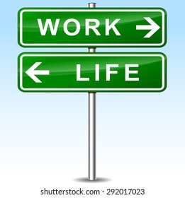 illustration of work and life directions sign