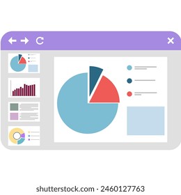 Illustration of work presentation and various graphs.
