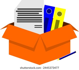 Illustration, work stoppage concept, vector icon of goods in box