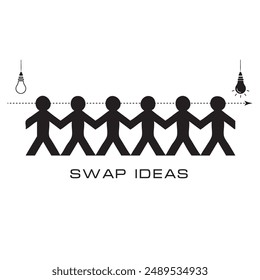 Illustration of the work of a team of like-minded people discussing an idea