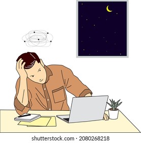 illustration of a worker being dizzy in his office