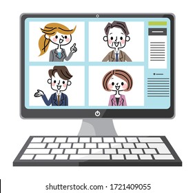 Illustration of a worker doing remote work.