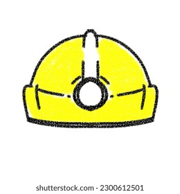 Illustration of worker and engeener equipment in crayon and chalk style