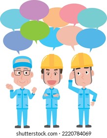 Illustration of a worker exchanging opinions
