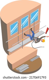 Illustration of a worker falling from a scaffold