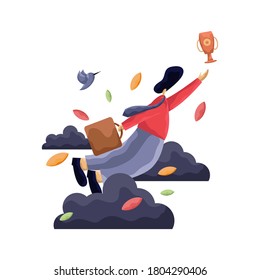 Illustration of worker getting an award.Suitable for landing page, ui, website, mobile app, editorial, poster, flyer, article, and banner.