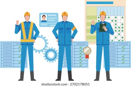 Illustration of a worker holding a work qualification