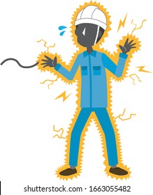 Illustration of a worker man being electrocuted during work