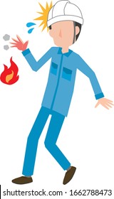 Illustration of a worker man who got burned during work