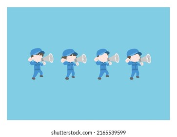 Illustration of a worker with a megaphone