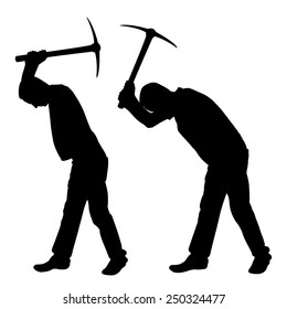 illustration of worker with pick-axe