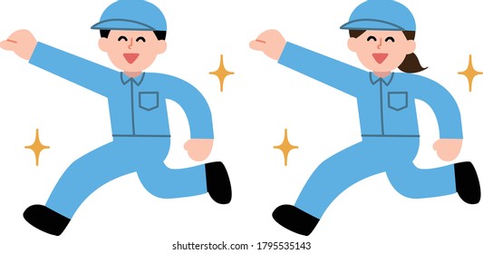 Illustration of a worker running fine