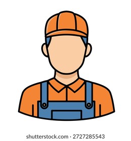 Illustration eines Arbeiters mit Overalls und Mütze
