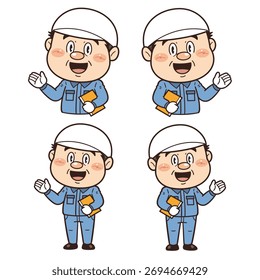 Illustration of a worker working in a factory or on-site explaining