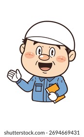 Illustration of a worker working in a factory or on-site explaining