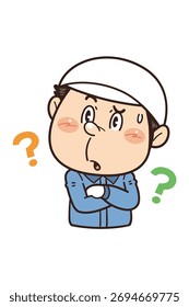 Illustration of a worker working in a factory or on-site thinking