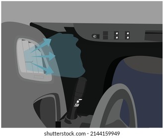 Illustration of working car ac flow. Vector Flat Illustration