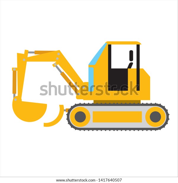 Illustration of working car, excavator,\
construction car, anime style, cartoon touch, mini\
car