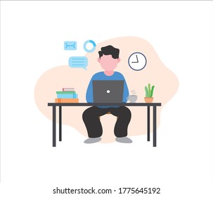 ILLUSTRATION OF WORKING FROM HOME.