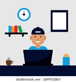 Illustration working at home vector