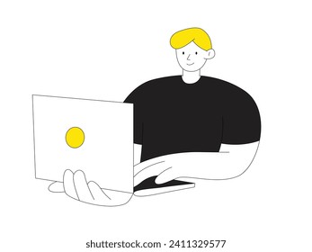 illustration of working with a laptop vector