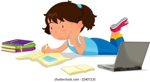 illustration of working on laptop