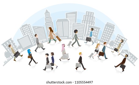 Illustration of a Working people and background
