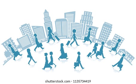 Illustration of a Working people and background