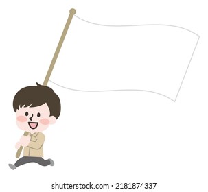 Illustration of a working person with a flag