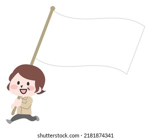 Illustration of a working person with a flag