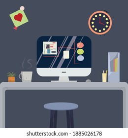 
Ilustración de una sala de trabajo