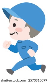 Illustration of working staff running