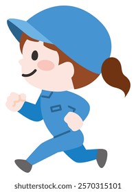 Illustration of working staff running