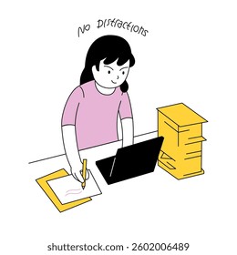 Illustration of working without distractions
