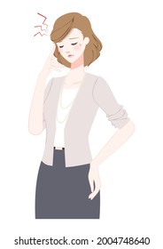 Illustration of a working woman suffering from a headache