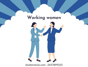 Illustration of working women shaking hands