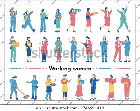 Illustration of working women in various professions