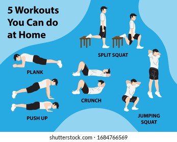 Illustration of workoust you can do at home
