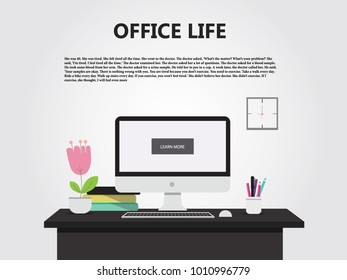 illustration of workplace with flat style design 