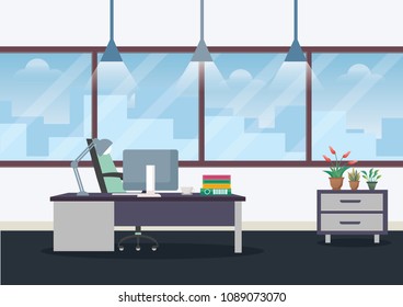 Illustration Workplace in office. vector illustration