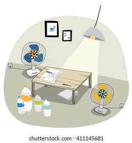 Illustration of  workplace in room. Creative office workspace 
