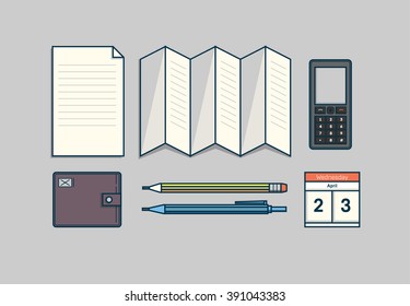 illustration workplace with tools in flat style