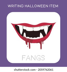 Illustration of worksheet writing practice Halloween item. Educational printable worksheet. Exercises lettering game for kids. Vector illustration.